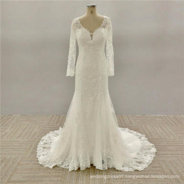 Vestido De Noiva Tulle Mariage Fishtail white long sleeve bridal dresses